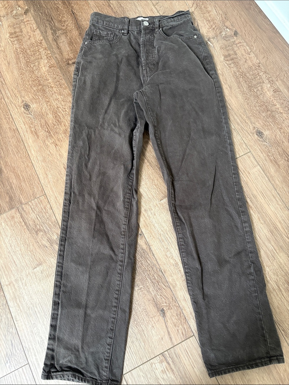 PacSun Women's Straight-Leg Dad Jean Jeans — Dark Brown Gray